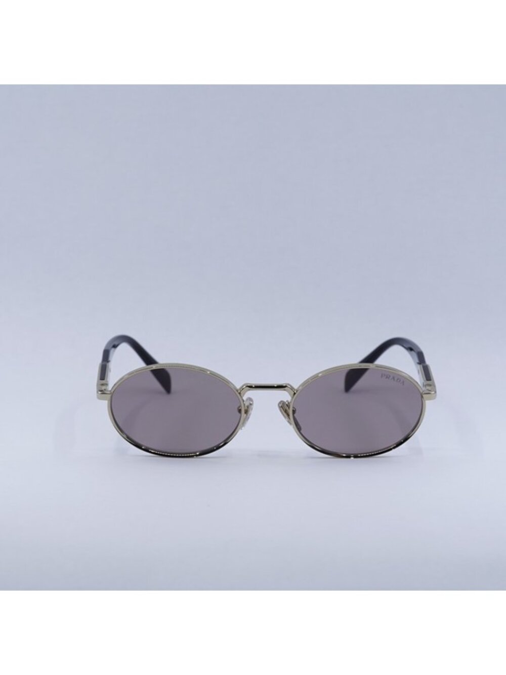 Prada PR65ZS ZVN20I Sunglasses Pale Gold Oval Frame, Light Purple Brown Lenses - Picture 3 of 12